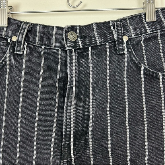 Reformation Cutoff Black Striped Denim Shorts - Picture 2 of 8